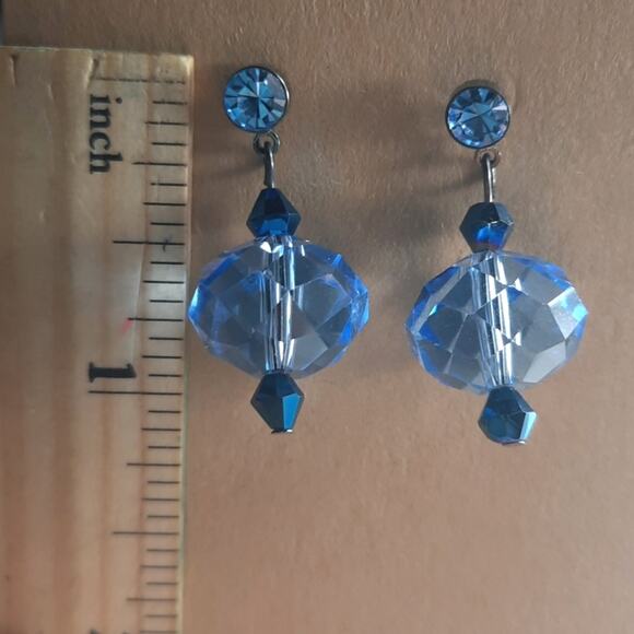 Blue Beaded Dangle Earrings - Picture 4 of 4